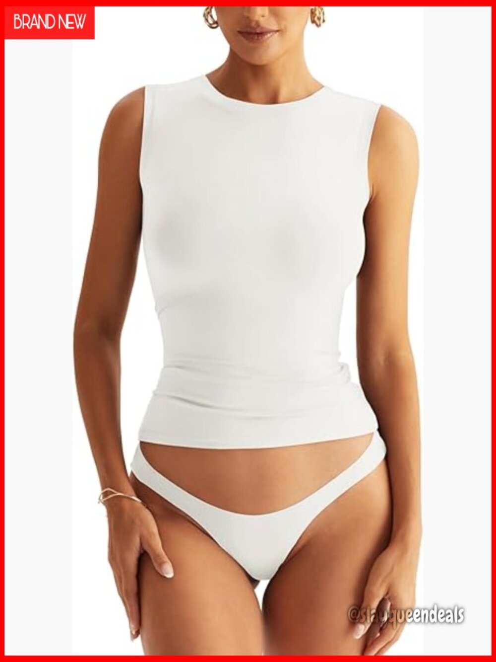 Double Lined Racerback Tank Top High Neck Fitted Sleeveless Basic